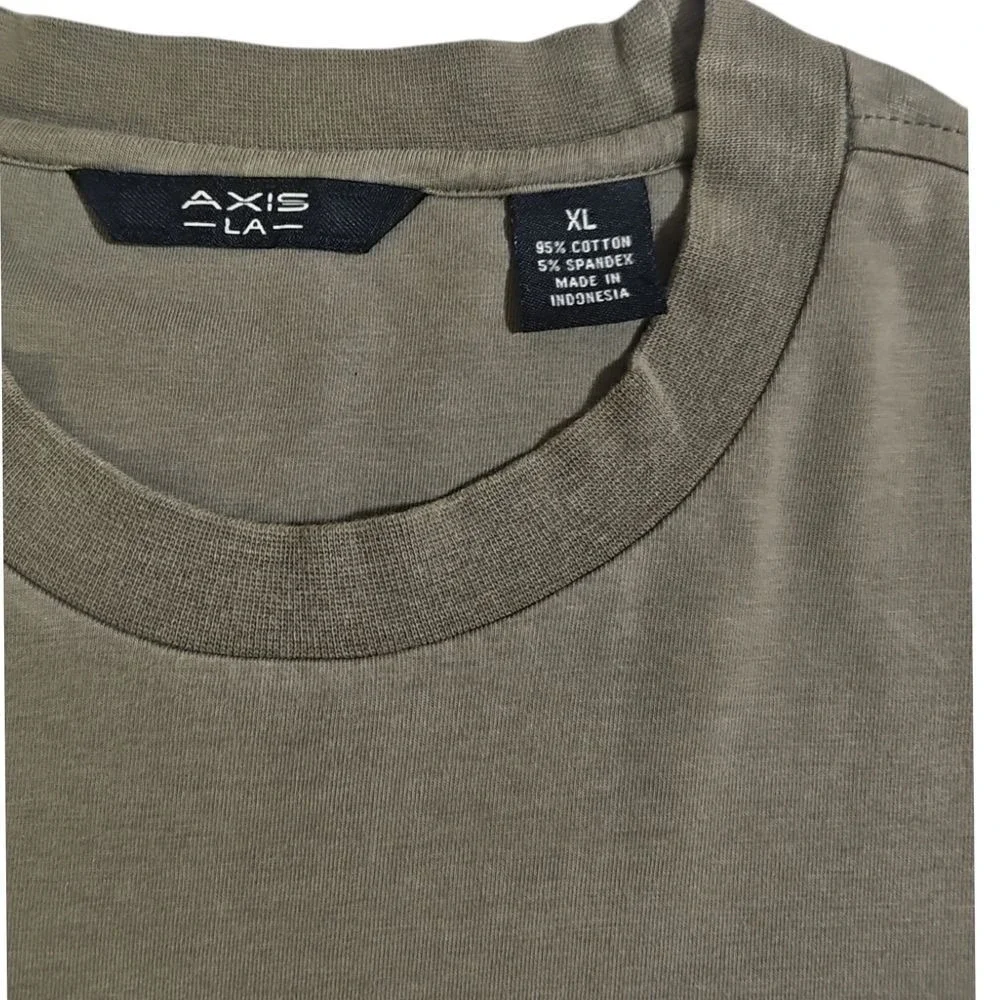 Axis LA Premium Olive Green Cotton Crew Neck‎ T-Shirt Casual Basic Tee XL